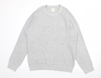 Marks and Spencer Mens Grey Crew Neck  Polyamide Pullover Jumper Size L