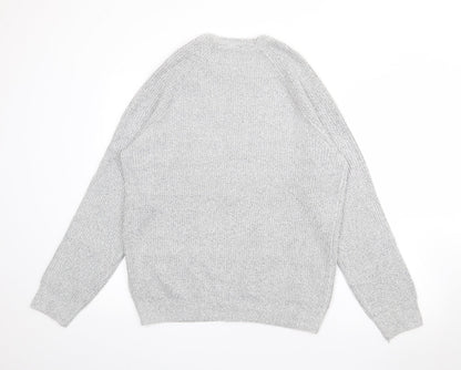 Marks and Spencer Mens Grey Crew Neck  Polyamide Pullover Jumper Size L