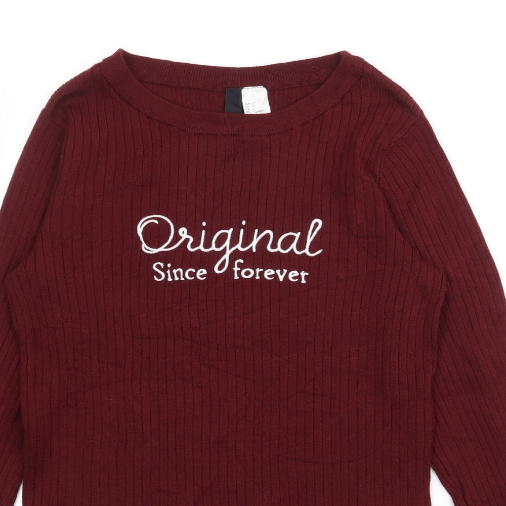 Womens UK Size S H&M Red Pullover Jumper