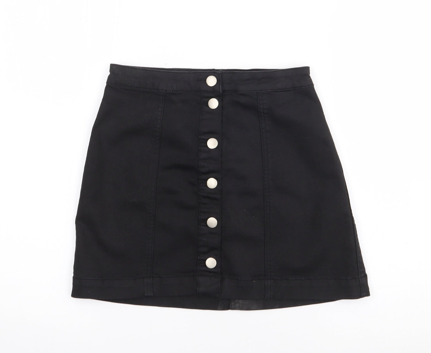 PRETTYLITTLETHING Womens Black  Polyester A-Line Skirt Size 10
