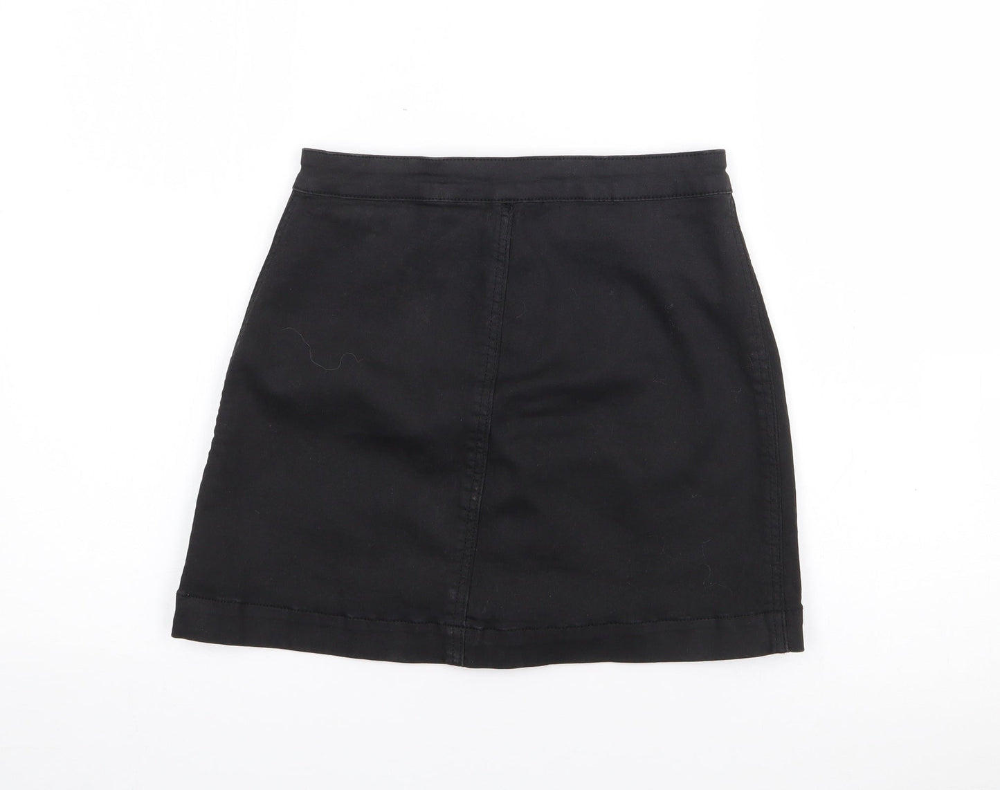 PRETTYLITTLETHING Womens Black  Polyester A-Line Skirt Size 10