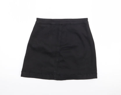 PRETTYLITTLETHING Womens Black  Polyester A-Line Skirt Size 10