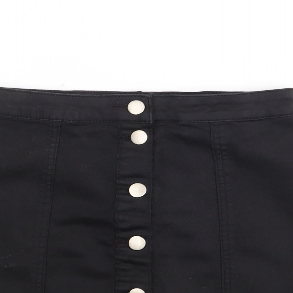 PRETTYLITTLETHING Womens Black  Polyester A-Line Skirt Size 10