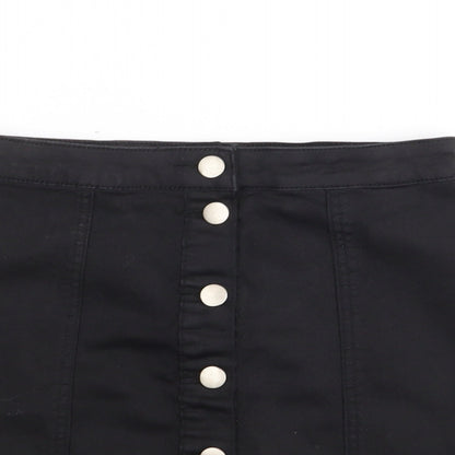 PRETTYLITTLETHING Womens Black  Polyester A-Line Skirt Size 10