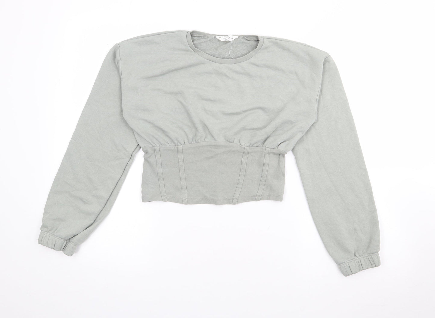 Candy Couture Girls Green Crew Neck  Cotton Pullover Jumper Size 13 Years