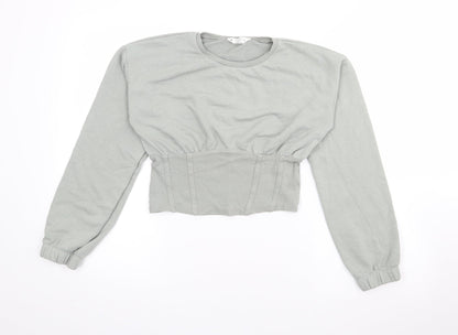Candy Couture Girls Green Crew Neck  Cotton Pullover Jumper Size 13 Years