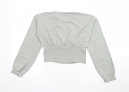 Candy Couture Girls Green Crew Neck  Cotton Pullover Jumper Size 13 Years