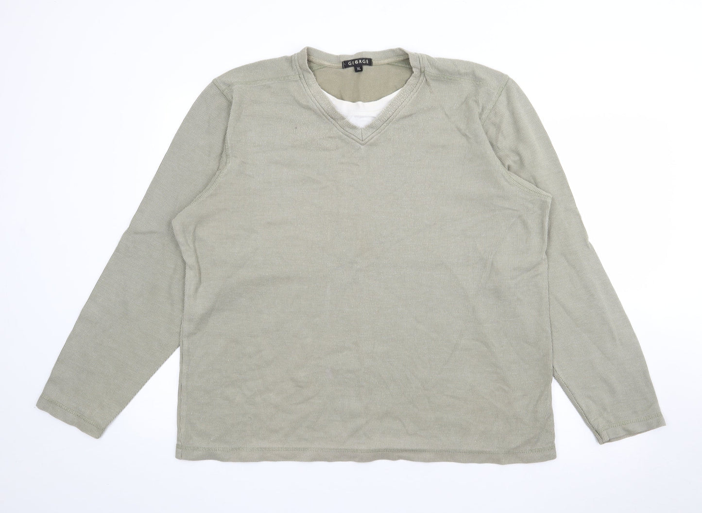 George Mens Green Crew Neck  Cotton Pullover Jumper Size XL