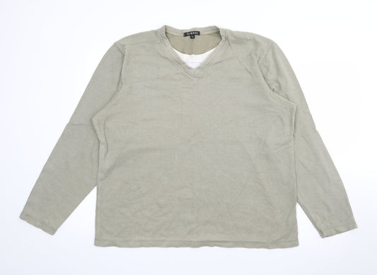 George Mens Green Crew Neck  Cotton Pullover Jumper Size XL