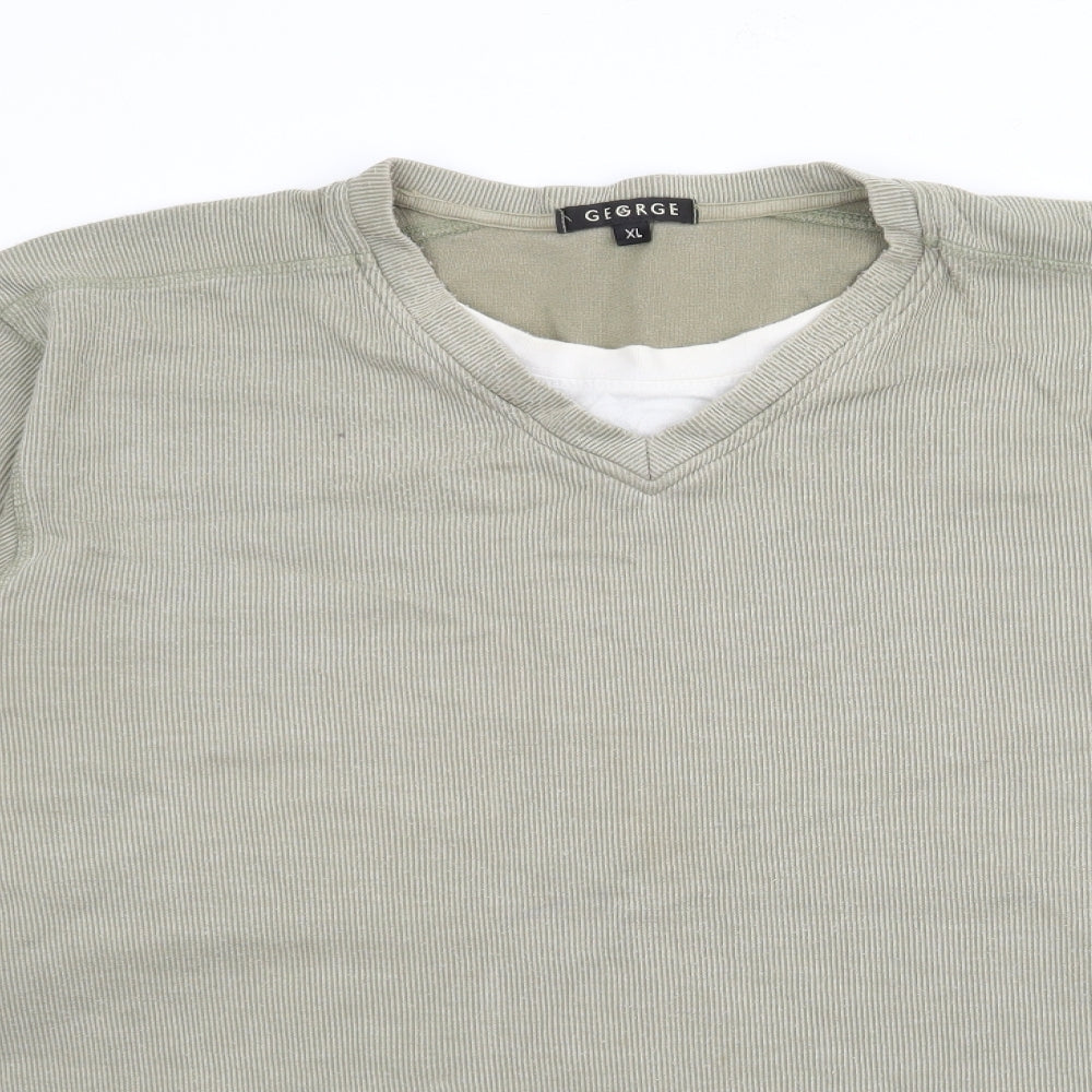 George Mens Green Crew Neck  Cotton Pullover Jumper Size XL