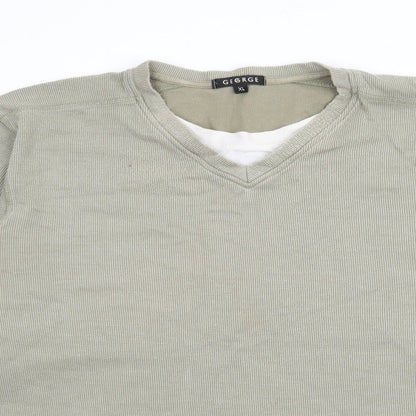 George Mens Green Crew Neck  Cotton Pullover Jumper Size XL