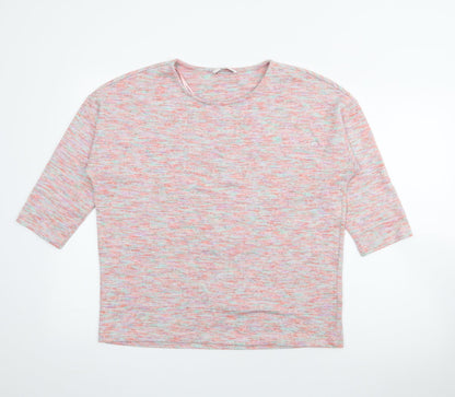 TU Womens Pink Scoop Neck  Polyester Pullover Jumper Size 12