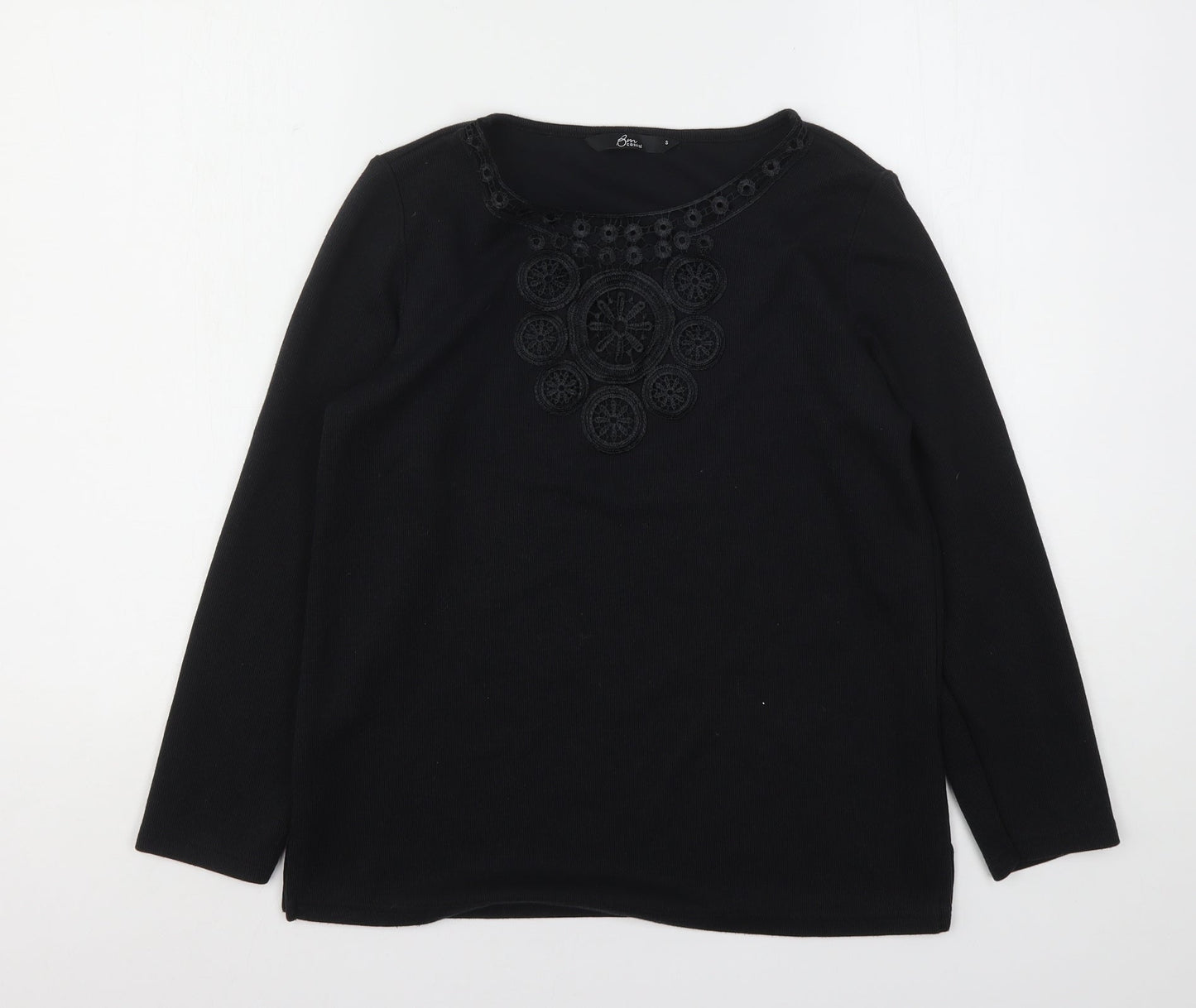 Womens UK Size S Bonmarché Black Basic T-Shirt