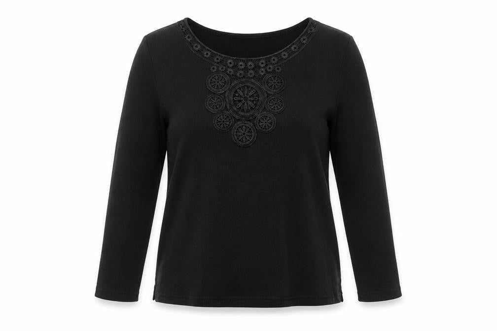 Bonmarché Womens Black Polyester Basic T-Shirt Size S Round Neck