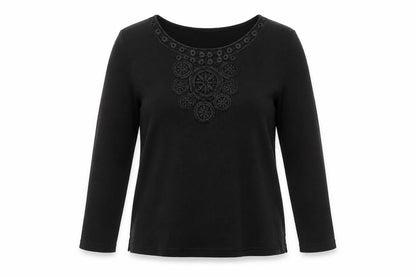Bonmarché Womens Black Polyester Basic T-Shirt Size S Round Neck