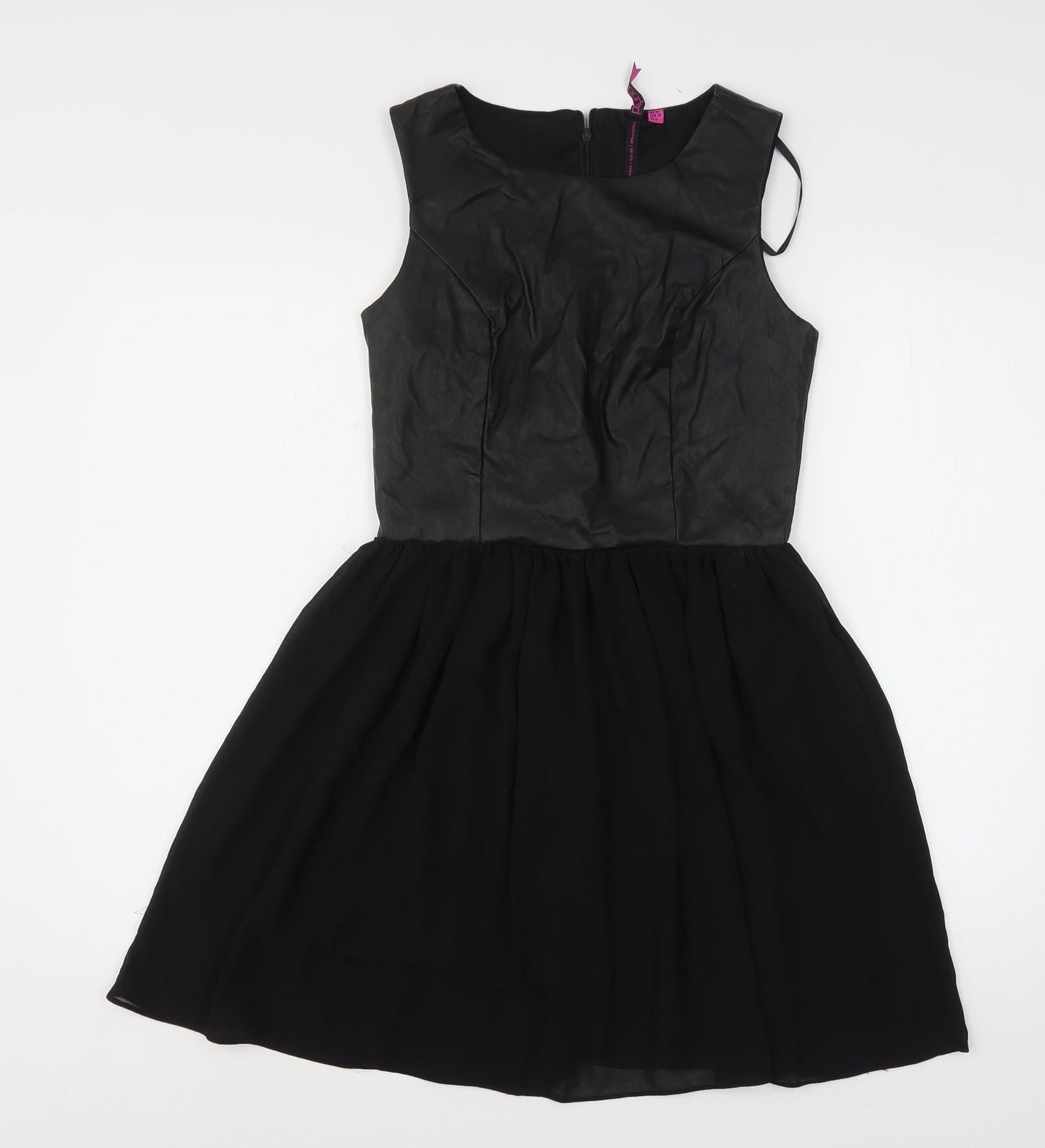 Boohoo Womens Black  Polyester Mini  Size 10  Round Neck