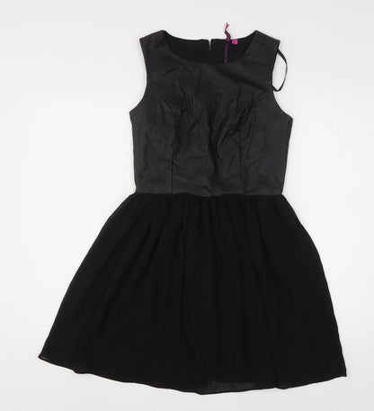 Boohoo Womens Black  Polyester Mini  Size 10  Round Neck