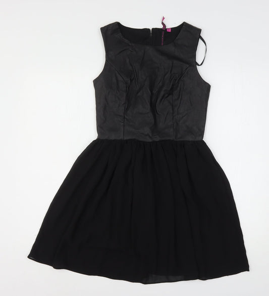 Boohoo Womens Black  Polyester Mini  Size 10  Round Neck