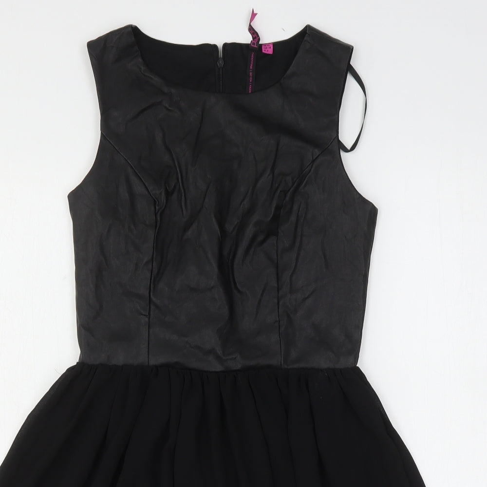 Boohoo Womens Black  Polyester Mini  Size 10  Round Neck