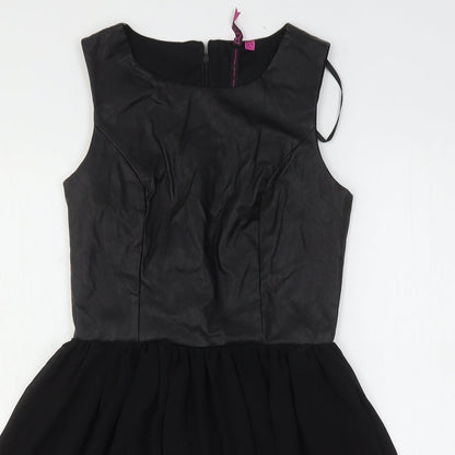 Boohoo Womens Black  Polyester Mini  Size 10  Round Neck