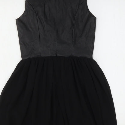 Boohoo Womens Black  Polyester Mini  Size 10  Round Neck