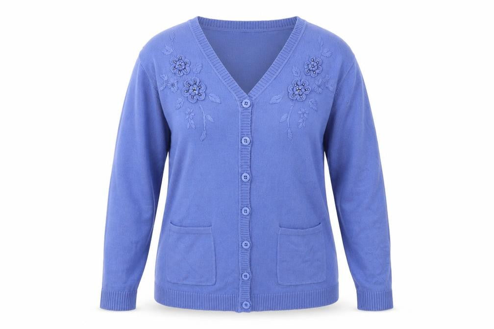 Womens UK Size M Reflect Blue Cardigan Jumper