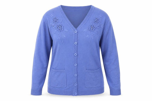 Womens UK Size M Reflect Blue Cardigan Jumper