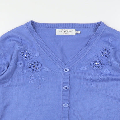 Womens UK Size M Reflect Blue Cardigan Jumper