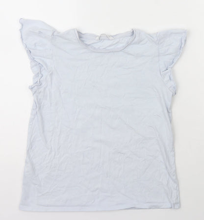 MNG Girls Blue  Cotton Basic T-Shirt Size 11-12 Years Crew Neck