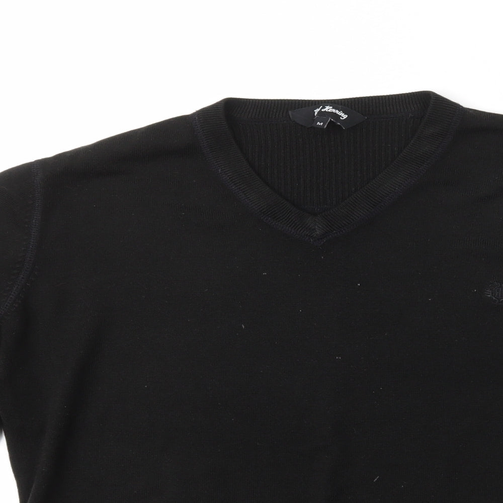 Mens UK Size M Red Herring Black Pullover Sweatshirt
