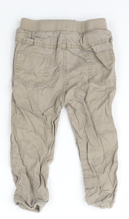 George Boys Beige  Cotton Jogger Trousers Size 12-18 Months