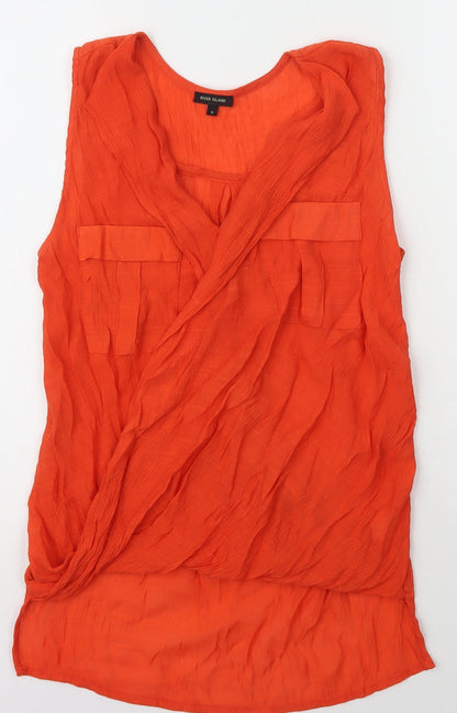 Womens UK Size 6 River Island Orange Basic T-Shirt