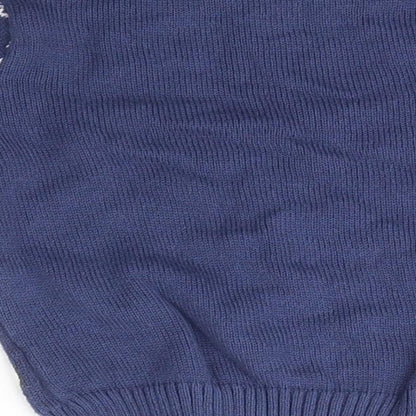 Disneyland Paris Boys Blue Fair Isle Cotton Pullover Jumper Size 6-9 Months   - Minnie Mouse