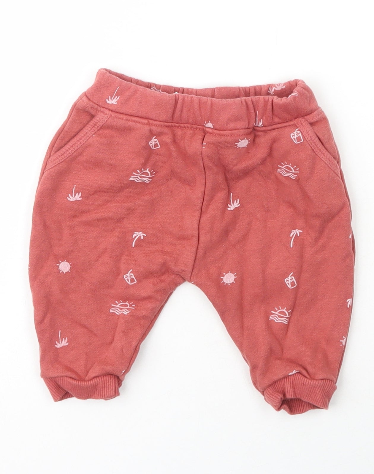 Leigh Tucker Girls Pink  Cotton Jogger Trousers Size 0-3 Months