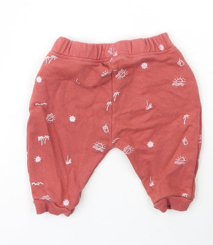 Leigh Tucker Girls Pink  Cotton Jogger Trousers Size 0-3 Months
