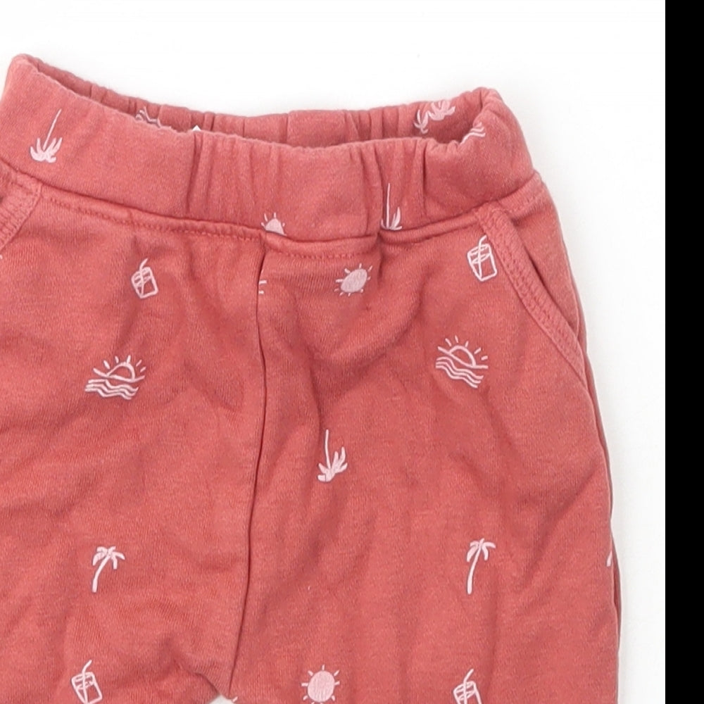 Leigh Tucker Girls Pink  Cotton Jogger Trousers Size 0-3 Months
