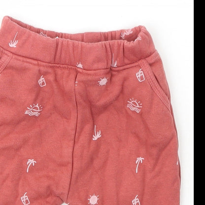 Leigh Tucker Girls Pink  Cotton Jogger Trousers Size 0-3 Months