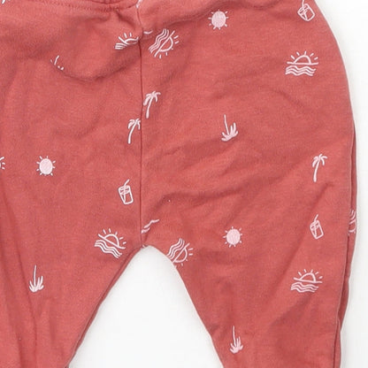 Leigh Tucker Girls Pink  Cotton Jogger Trousers Size 0-3 Months