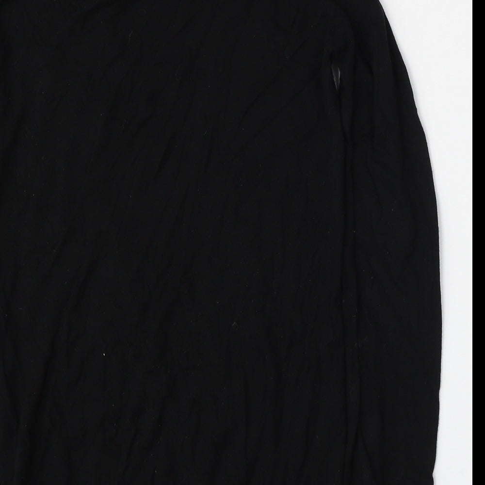 Topman Mens Black  Cotton  Polo Size L Collared Button