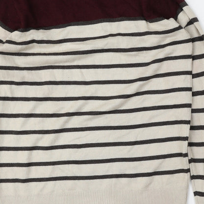 Cedar Wood State Mens Multicoloured Round Neck Striped Acrylic Pullover Jumper Size M