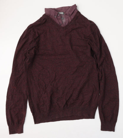 Cedar Wood State Mens Red Collared  Cotton Pullover Jumper Size M