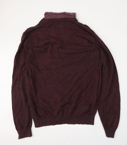 Cedar Wood State Mens Red Collared  Cotton Pullover Jumper Size M