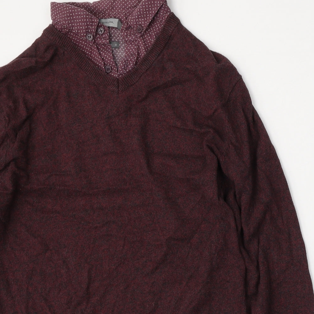 Cedar Wood State Mens Red Collared  Cotton Pullover Jumper Size M