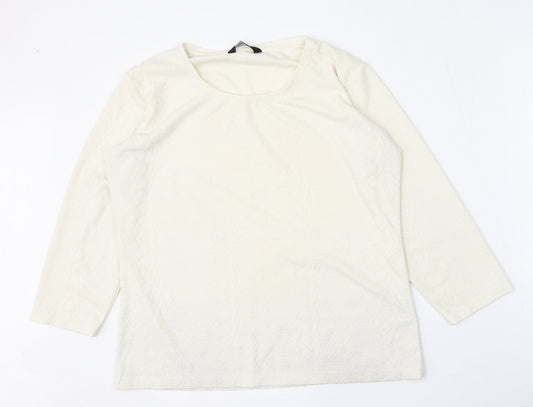 Alexara Womens Beige  Polyester Basic T-Shirt Size 16 Round Neck