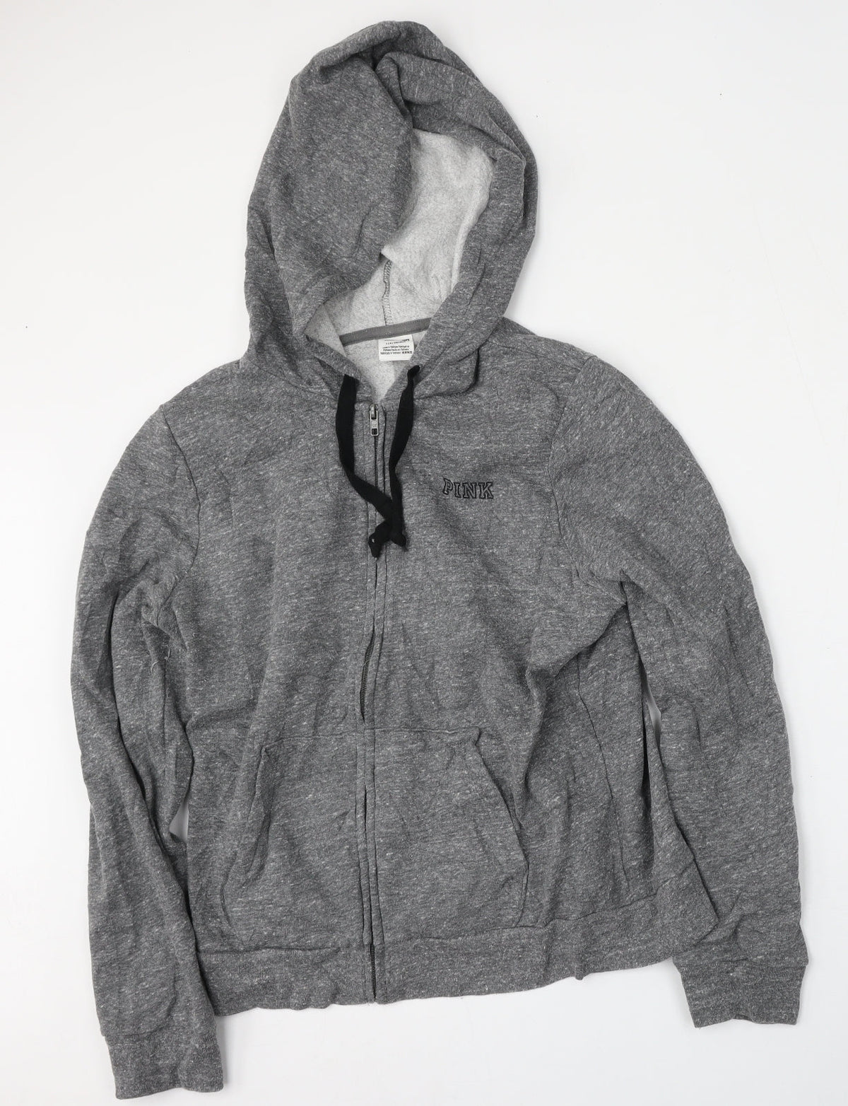 Additional front view of PINK women’s grey jacket, size L, zip