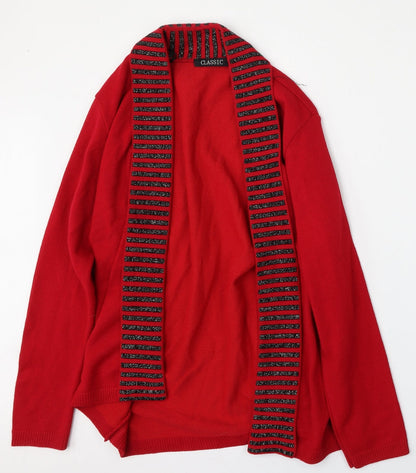 Womens UK Size L Classic Red Cardigan Jumper