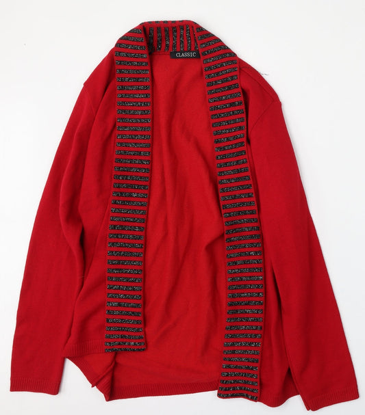 Womens UK Size L Classic Red Cardigan Jumper