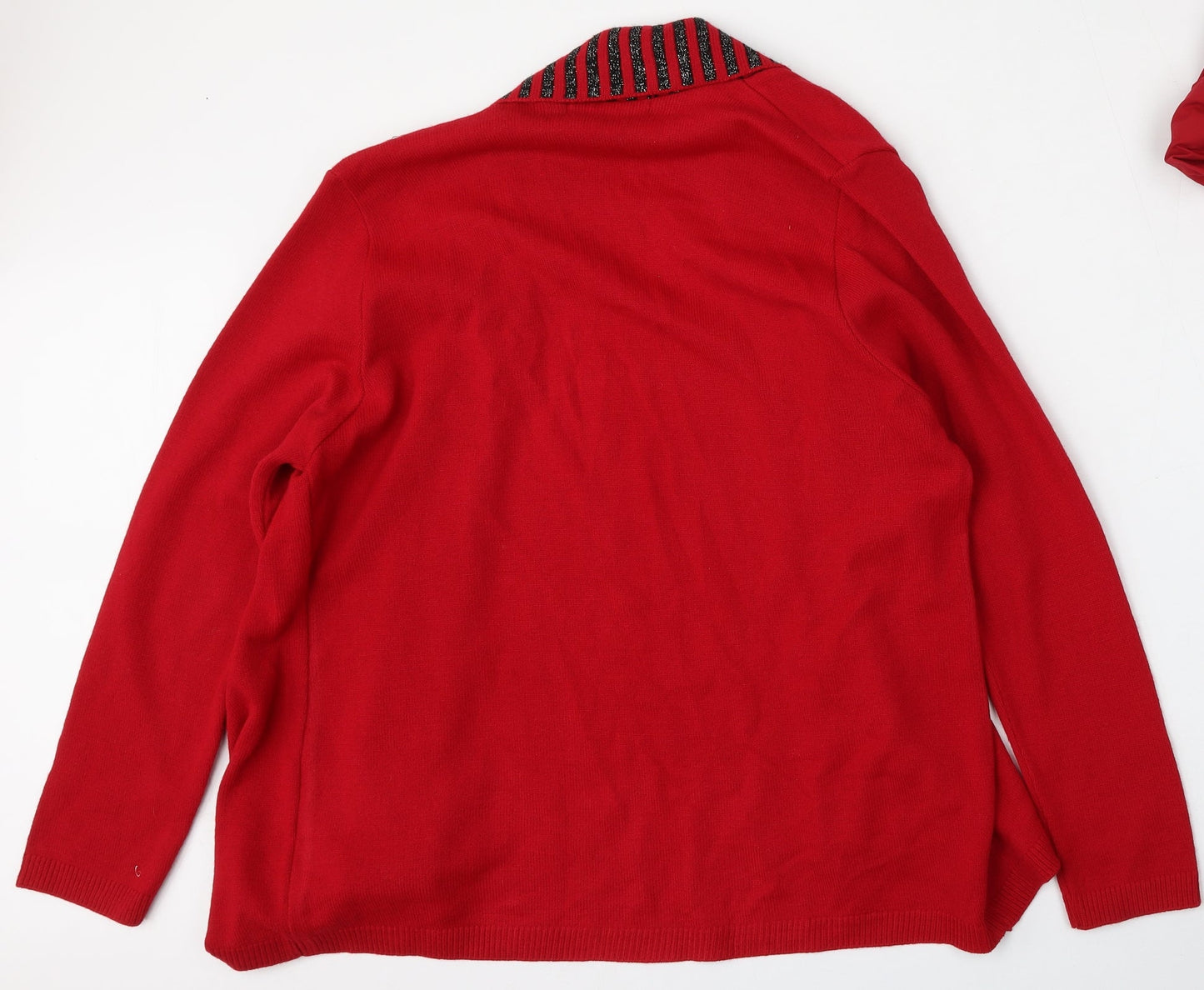 Womens UK Size L Classic Red Cardigan Jumper
