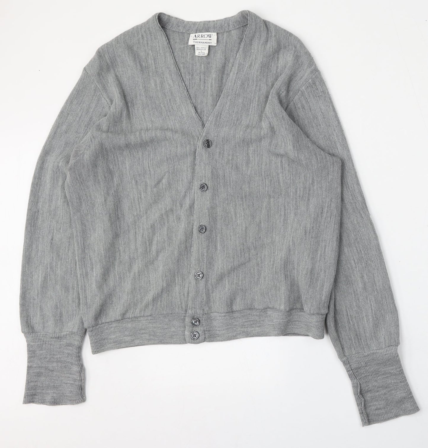 Arrow Tournament Womens Grey V-Neck  Acrylic Cardigan Jumper Size L