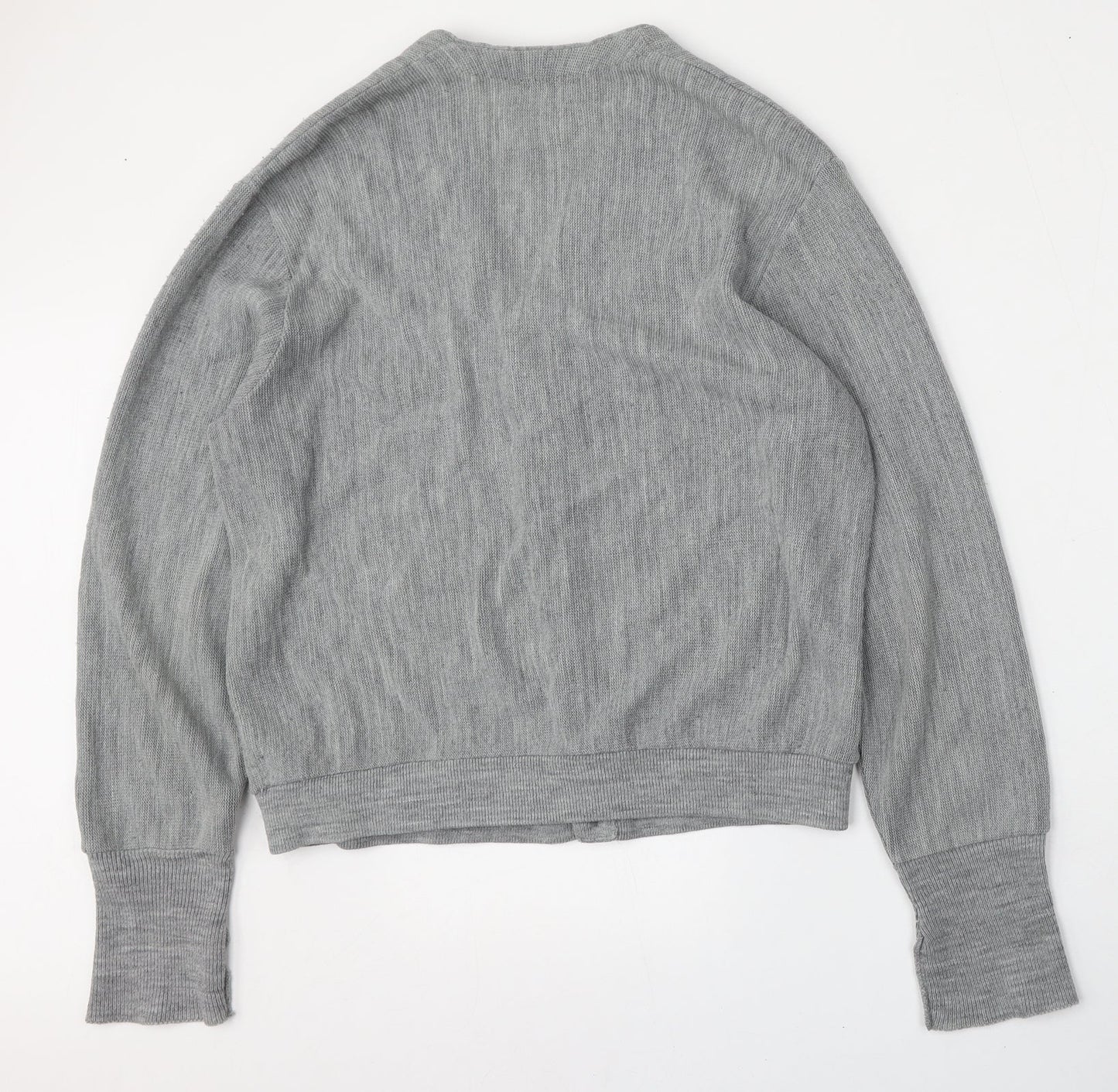 Arrow Tournament Womens Grey V-Neck  Acrylic Cardigan Jumper Size L